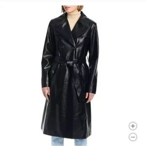 Vince Camuto Shiny Black Trench Coat